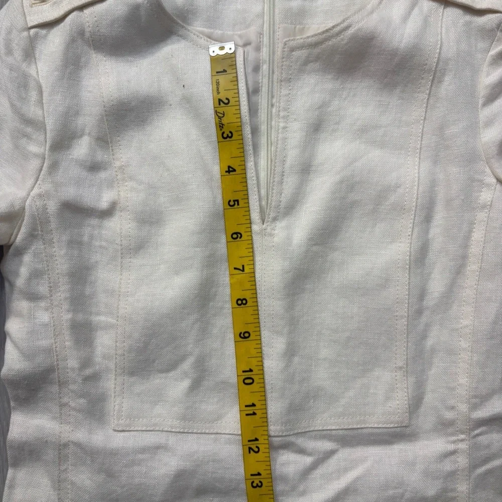 Tory Burch Dress Women Cream Linen Shift Short Sleeve Epaulet Detail Size 00